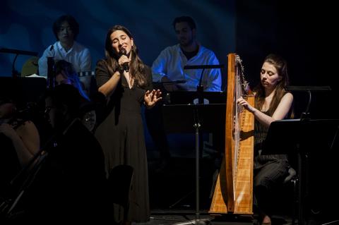 Students playing at Reina Sofia's concert